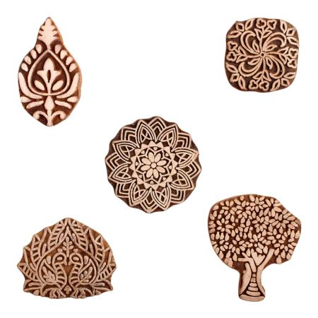 Set of 5 Piece New Mix Wooden Printing Block